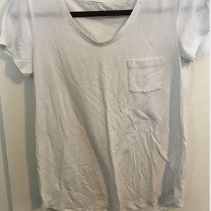 White Scoop Neck Pocket Tee